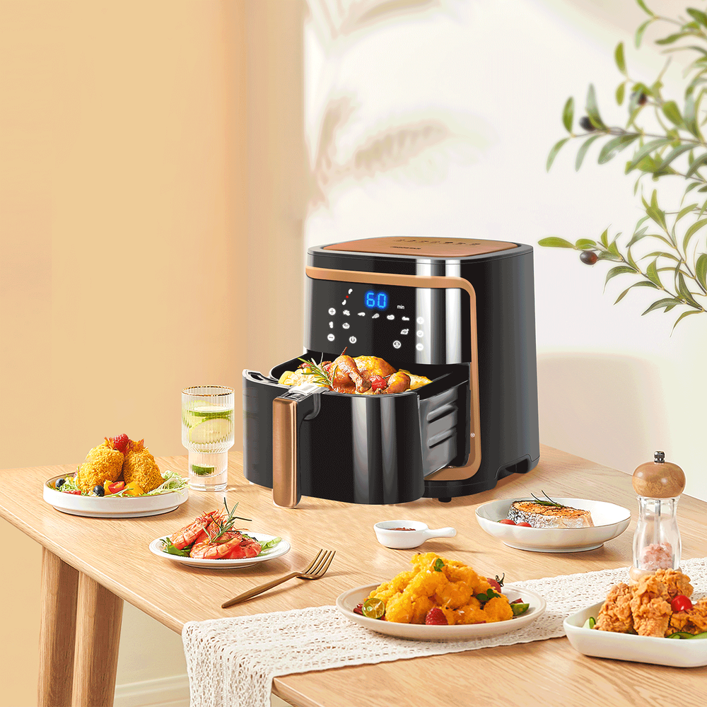 Outlet: Airfryer Elektronisk 1900W - 7L Dobbelt Beholder - Sort Outlet: Airfryer Elektronisk 1900W - 7L Dobbelt Beholder - Sort