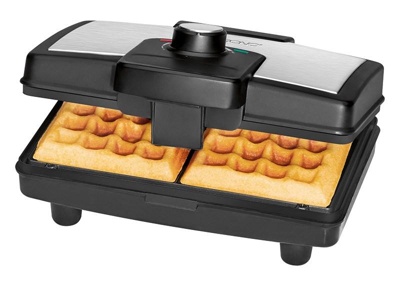 Vaffeljern Clatronic WA 3606, 2 firkantede vafler, sort/rustfrit stål, 800 W Vaffeljern Clatronic WA 3606, 2 firkantede vafler, sort/rustfrit stål, 800 W