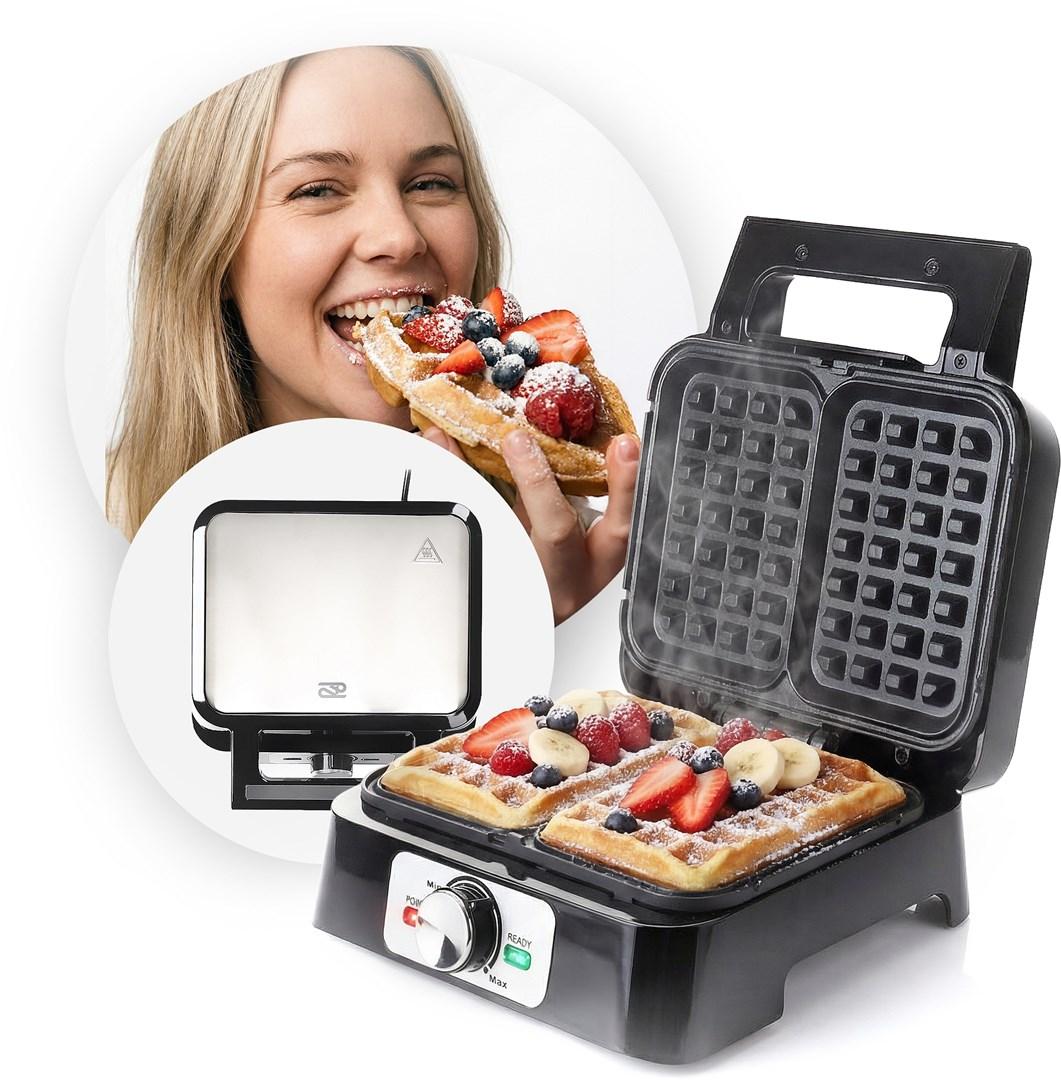 PROMIS WAP1600 vaffeljern til 2 rektangulære vafler 1.200 W, non-stick PROMIS WAP1600 vaffeljern til 2 rektangulære vafler 1.200 W, non-stick