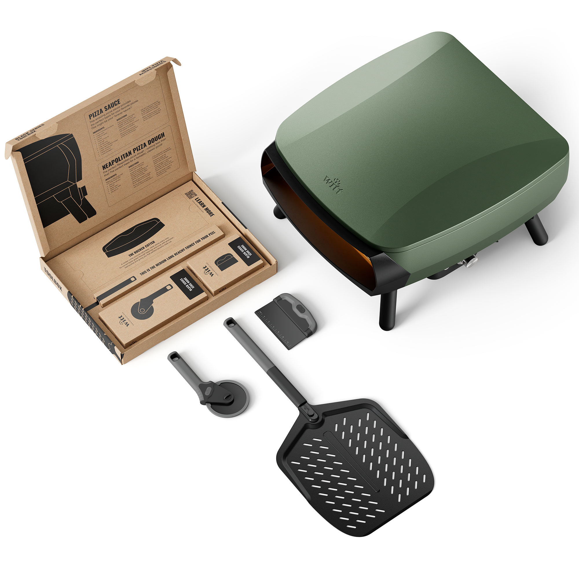 Witt Piccolo Rotante 16" pizzaovn inkl. toolbox, grøn Witt Piccolo Rotante 16" pizzaovn inkl. toolbox, grøn