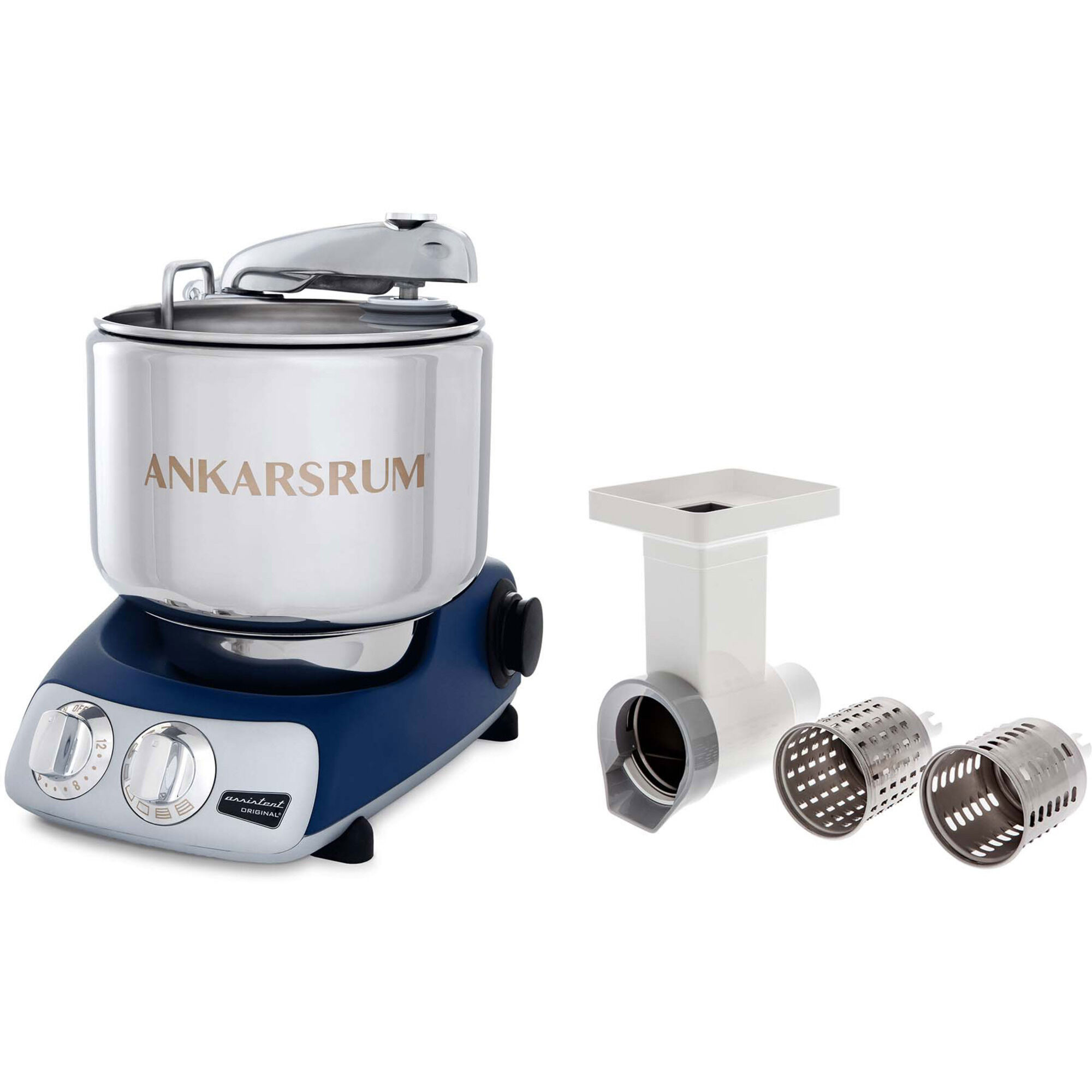 Ankarsrum Assistent AKM 6230 røremaskine + grøntsagssnitter, royal blå Ankarsrum Assistent AKM 6230 røremaskine + grøntsagssnitter, royal blå