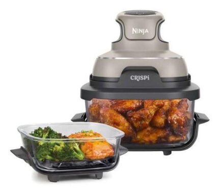 Airfryer - Ninja CRISPi Single 3,8 l, 1.700 W - grå/stone, transparent skål