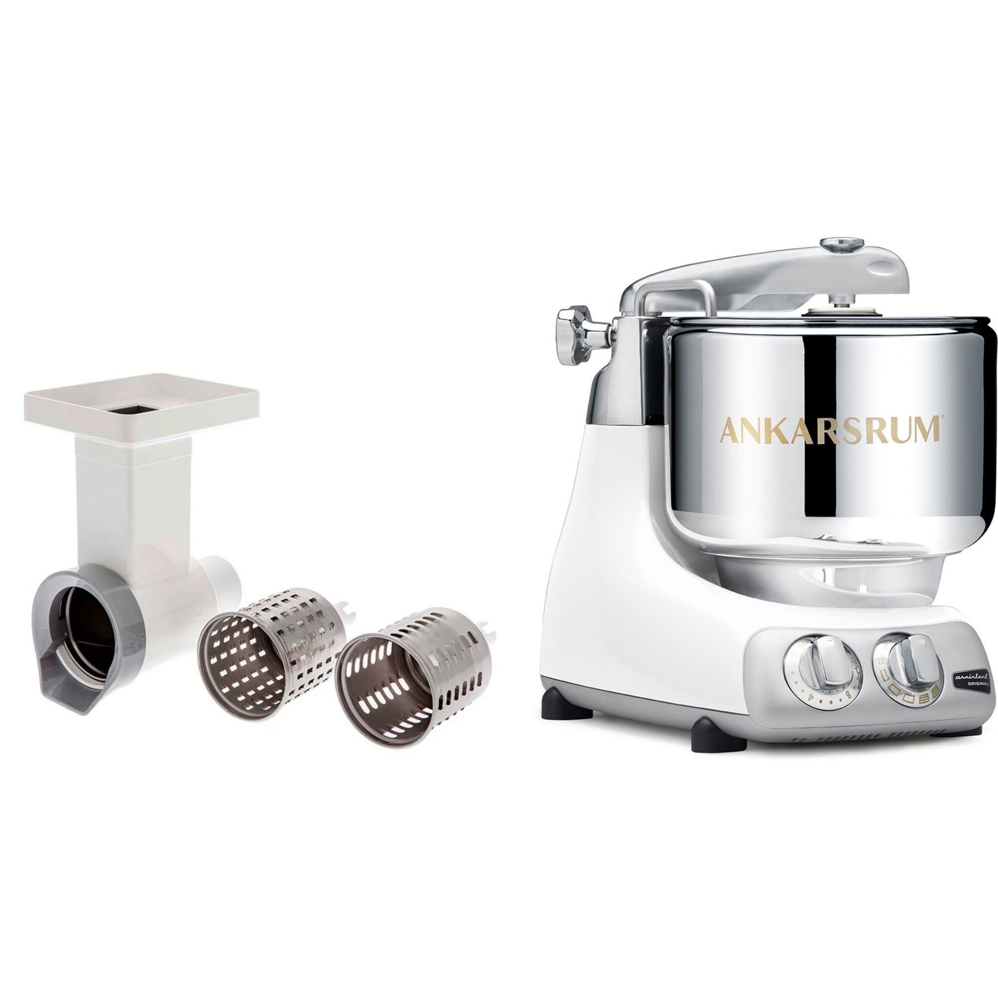 Ankarsrum Assistent AKM 6230 røremaskine + grøntsagssnitter, hvid Ankarsrum Assistent AKM 6230 røremaskine + grøntsagssnitter, hvid