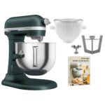 Kitchenaid Artisan 5KSM70SHXE køkkenmaskine 6,6 liter + 5KSMICM Ice Cream Maker, pebbled palm