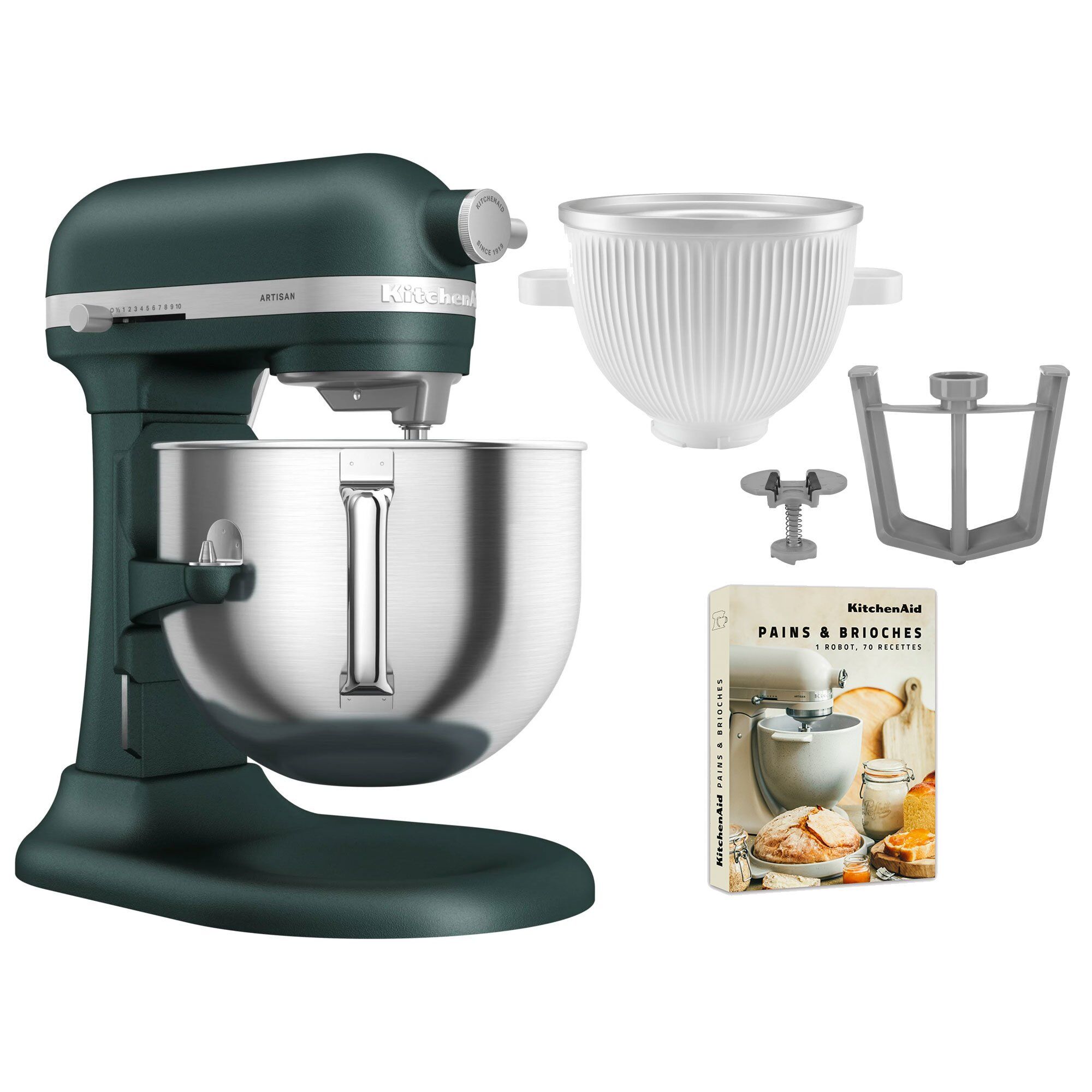 Kitchenaid Artisan 5KSM70SHXE køkkenmaskine 6,6 liter + 5KSMICM Ice Cream Maker, pebbled palm Kitchenaid Artisan 5KSM70SHXE køkkenmaskine 6,6 liter + 5KSMICM Ice Cream Maker, pebbled palm